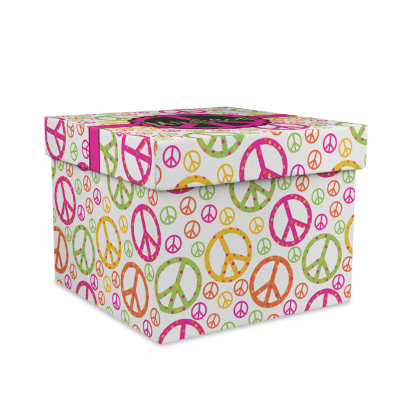 Custom Peace Sign Gift Box with Lid - Canvas Wrapped - Large (Personalized)