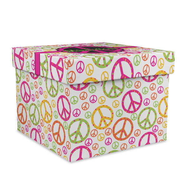 Custom Peace Sign Gift Box with Lid - Canvas Wrapped - X-Large (Personalized)
