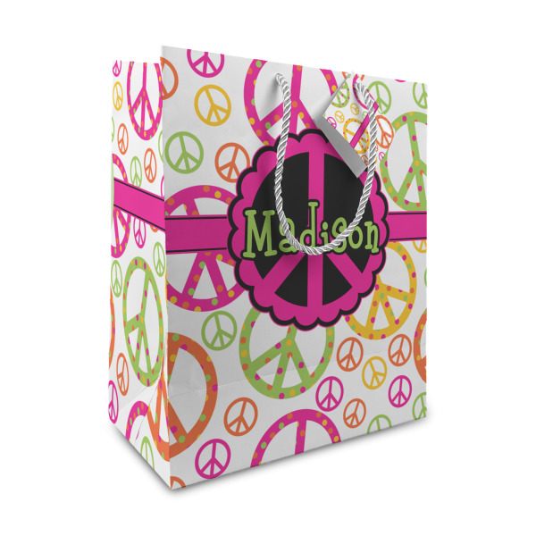 Custom Peace Sign Medium Gift Bag (Personalized)