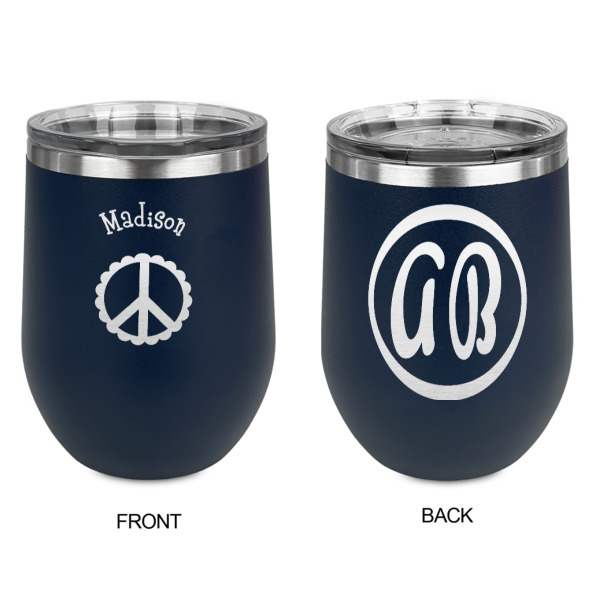 Custom Design - Stainless Wine Tumblers - Navy - Double Sided - Approval