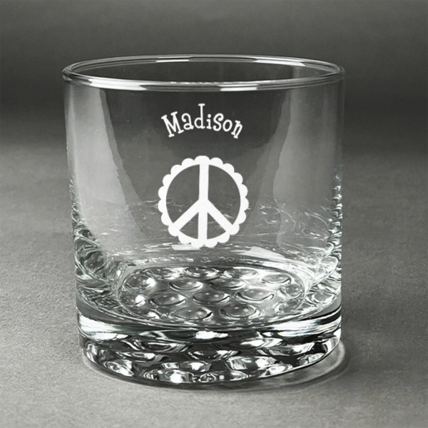 Custom Peace Sign Whiskey Glass - Engraved (Personalized)