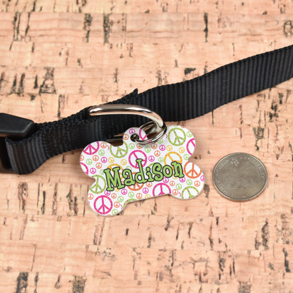 Custom Design - Bone Shaped Dog ID Tag - Large - In Context