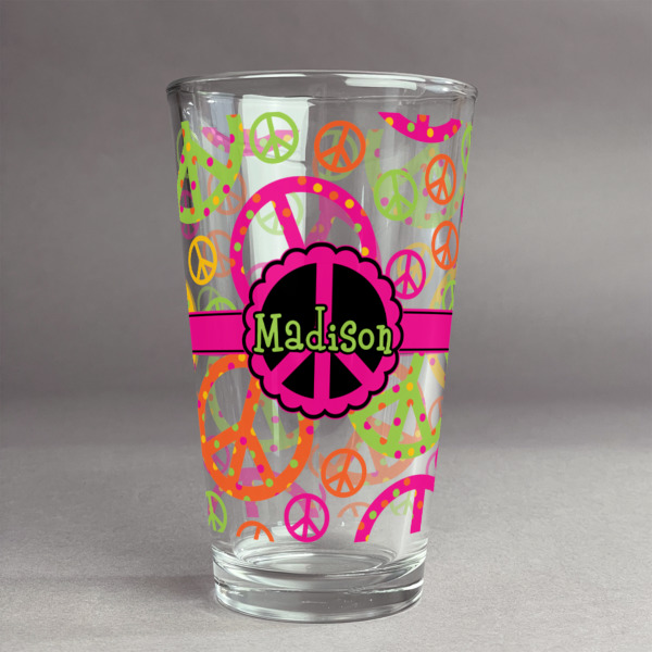 Custom Peace Sign Pint Glass - Full Print (Personalized)