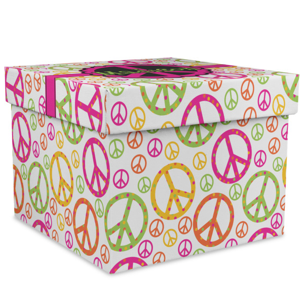 Custom Peace Sign Gift Box with Lid - Canvas Wrapped - XX-Large (Personalized)