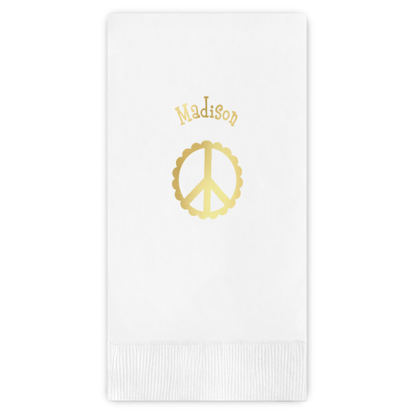 Custom Peace Sign Guest Napkins - Foil Stamped (Personalized)