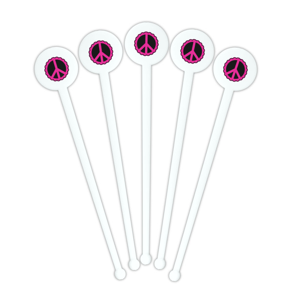 Custom Design - White Plastic 7" Stir Stick - Round - Fan View
