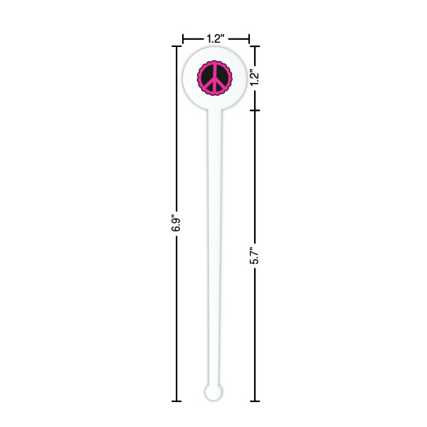 Custom Design - White Plastic 7" Stir Stick - Round - Dimensions