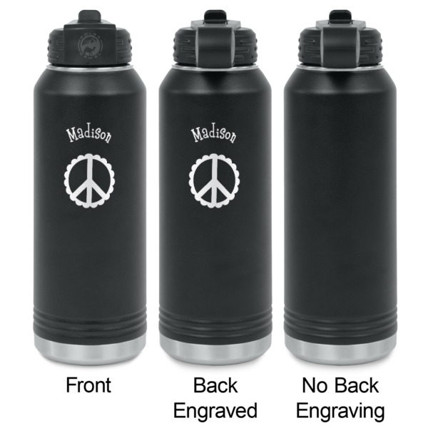 Custom Design - Laser Engraved Water Bottles - 2 Styles - Front & Back View