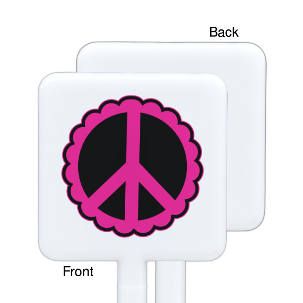 Custom Design - White Plastic Stir Stick - Single Sided - Square - Front & Back