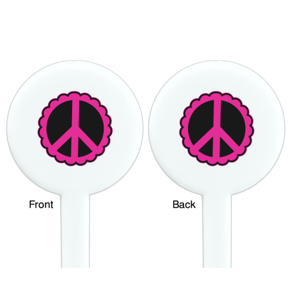 Custom Design - White Plastic 7" Stir Stick - Double Sided - Round - Front & Back