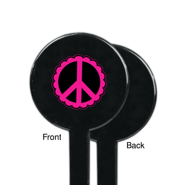 Custom Design - Black Plastic 7" Stir Stick - Single Sided - Round - Front & Back