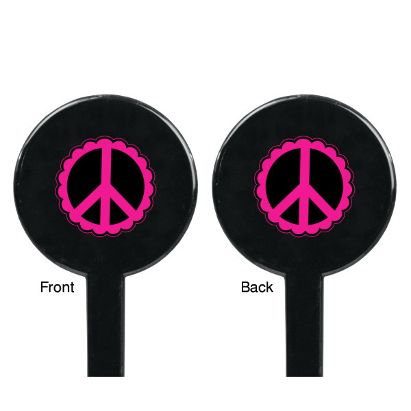 Custom Design - Black Plastic 7" Stir Stick - Double Sided - Round - Front & Back