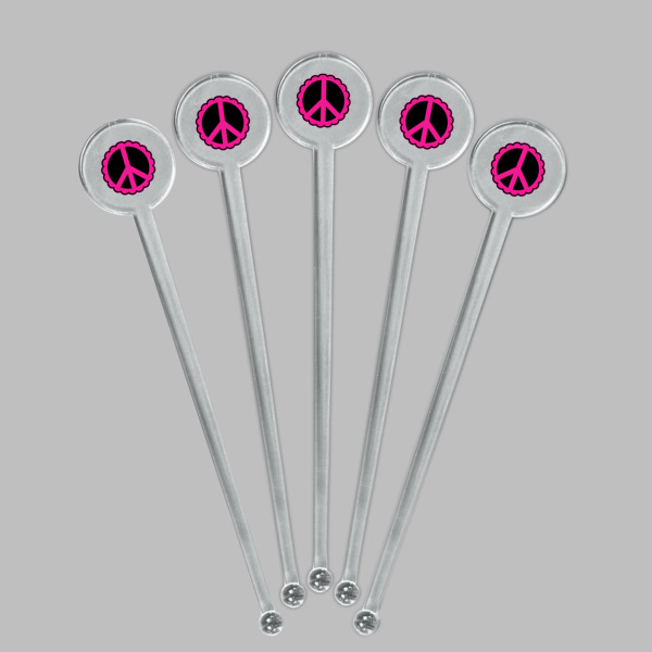 Custom Design - Clear Plastic 7" Stir Stick - Round - Fan View