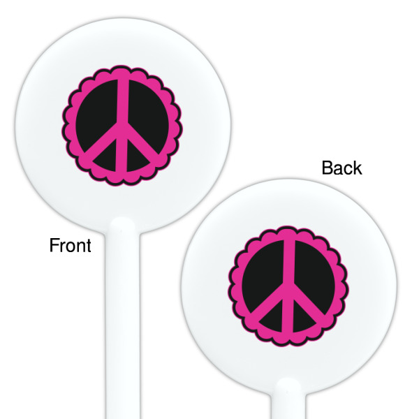 Custom Design - White Plastic 5.5" Stir Stick - Double Sided - Round - Front & Back
