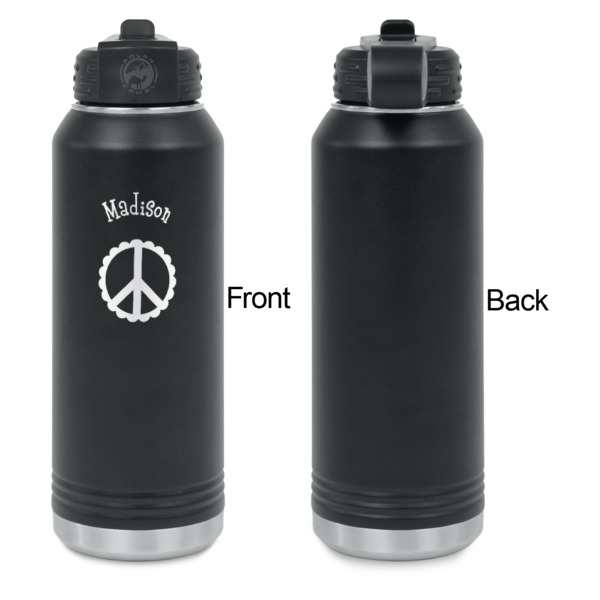 Custom Design - Laser Engraved Water Bottles - Front Engraving - Front & Back View