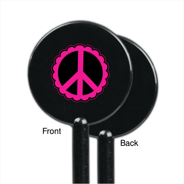 Custom Design - Black Plastic 5.5" Stir Stick - Single Sided - Round - Front & Back
