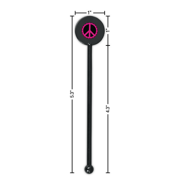 Custom Design - Black Plastic 5.5" Stir Stick - Round - Dimensions