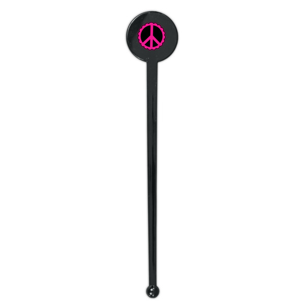 Custom Design - Black Plastic 7" Stir Stick - Round - Single Stick