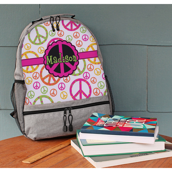 Custom Design - Large Backpack - Gray - On Desk