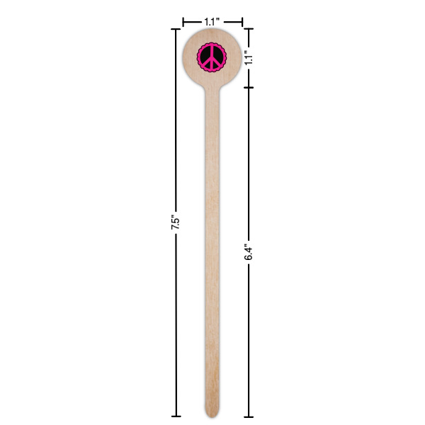 Custom Design - Wooden 7.5" Stir Stick - Round - Dimensions