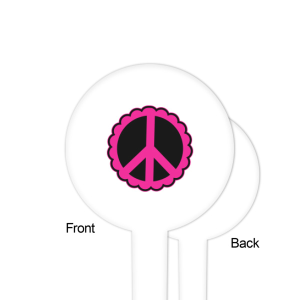 Custom Design - White Plastic 4" Food Pick - Round - Single Sided - Front & Back