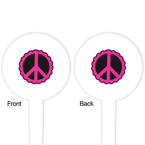 Custom Design - White Plastic 4" Food Pick - Round - Double Sided - Front & Back