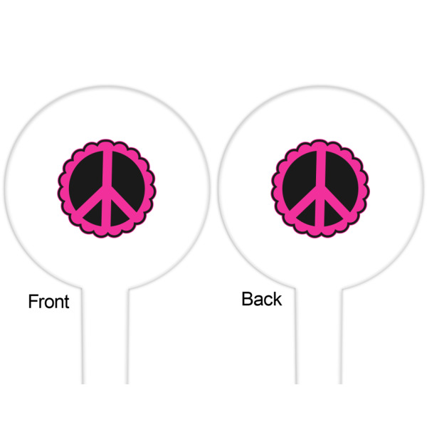 Custom Design - White Plastic 6" Food Pick - Round - Double Sided - Front & Back