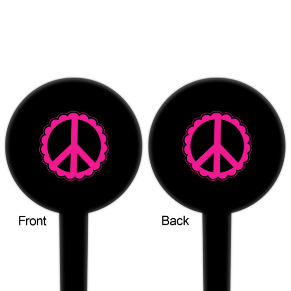 Custom Design - Black Plastic 4" Food Pick - Round - Double Sided - Front & Back