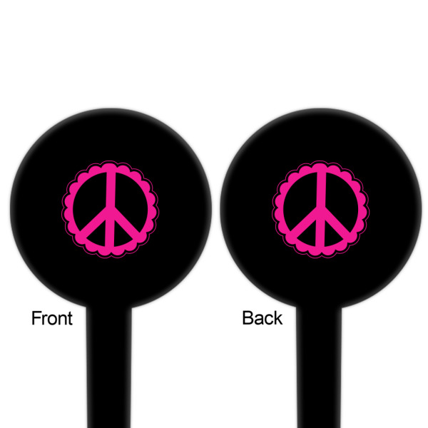 Custom Design - Black Plastic 6" Food Pick - Round - Double Sided - Front & Back