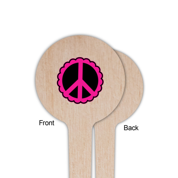 Custom Design - Wooden 4" Food Pick - Round - Single Sided - Front & Back