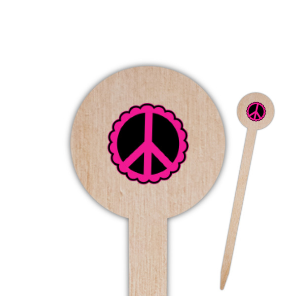Custom Peace Sign Round Wooden Food Picks