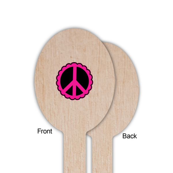 Custom Design - Wooden Food Pick - Oval - Single Sided - Front & Back