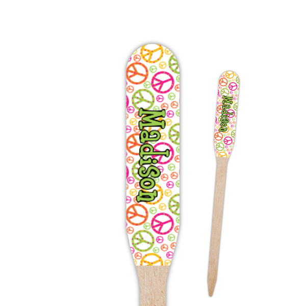Custom Peace Sign Paddle Wooden Food Picks (Personalized)