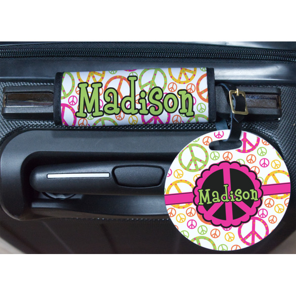 Custom Design - Round Luggage Tag & Handle Wrap - In Context