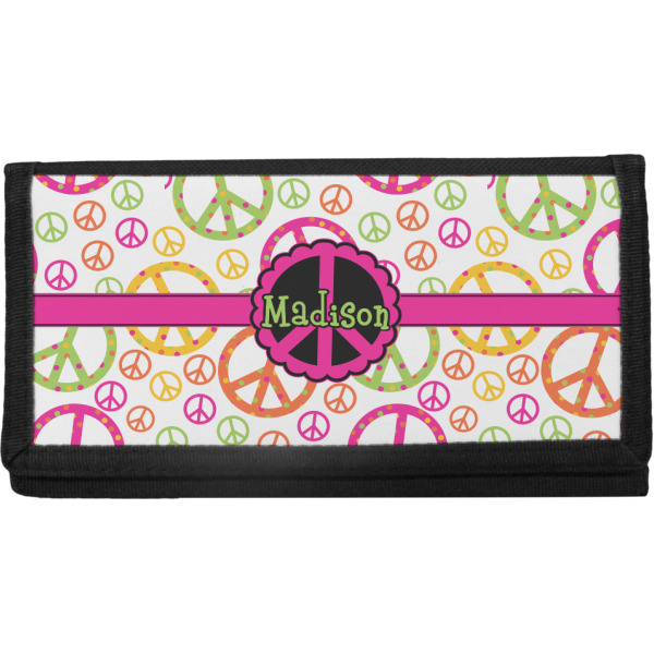 Custom Peace Sign Canvas Checkbook Cover (Personalized)