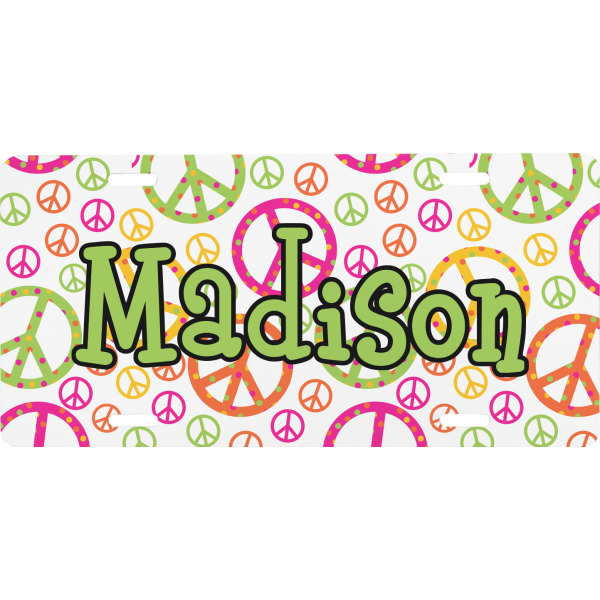 Custom Peace Sign Front License Plate (Personalized)