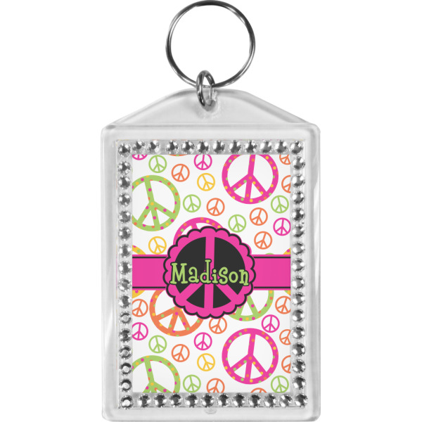 Custom Peace Sign Bling Keychain (Personalized)