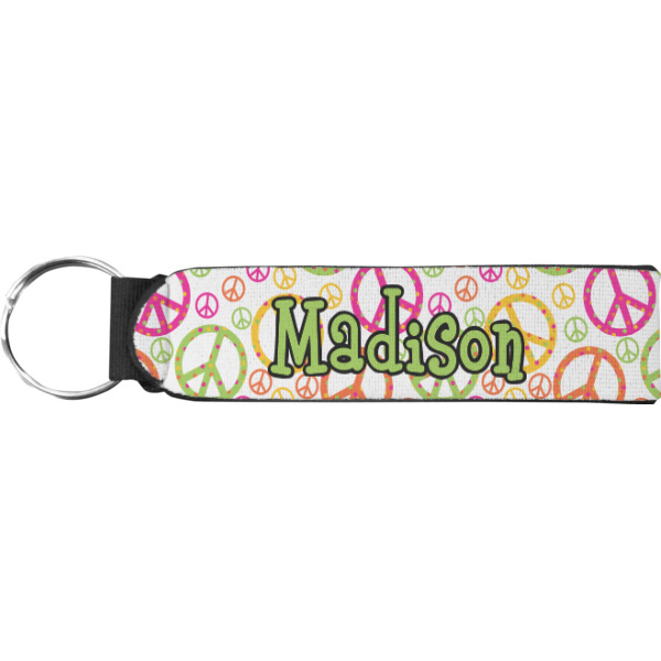 Custom Peace Sign Neoprene Keychain Fob (Personalized)