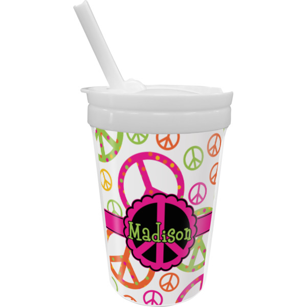 Custom Peace Sign Sippy Cup with Straw (Personalized)