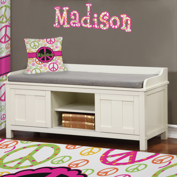 Custom Design - Wall Name Decal Above Storage bench
