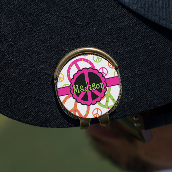 Custom Design - Golf Ball Marker Hat Clip - Gold - On Hat