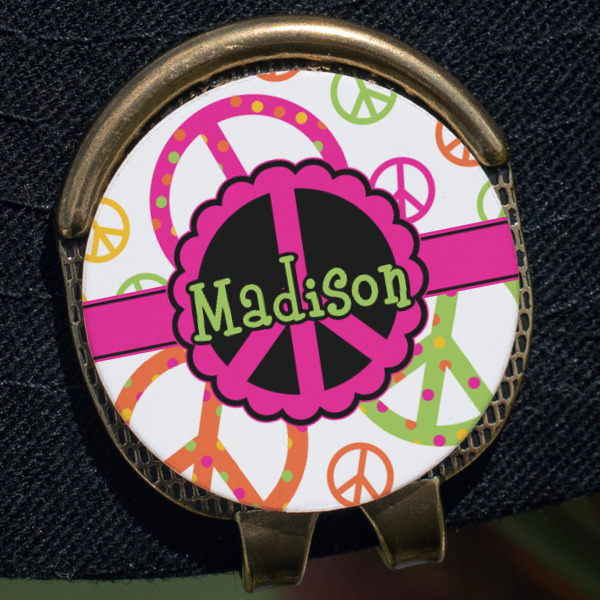 Custom Design - Golf Ball Marker Hat Clip - Gold - Close Up