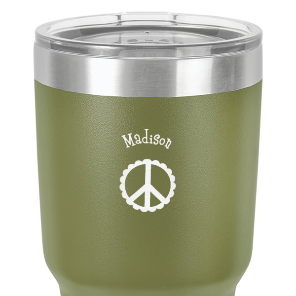 Custom Design - 30 oz Stainless Steel Ringneck Tumbler - Olive - Close Up