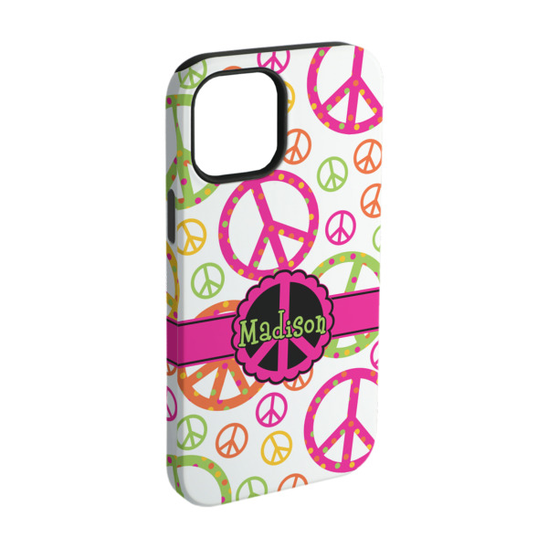 Custom Peace Sign iPhone Case - Rubber Lined - iPhone 15 (Personalized)