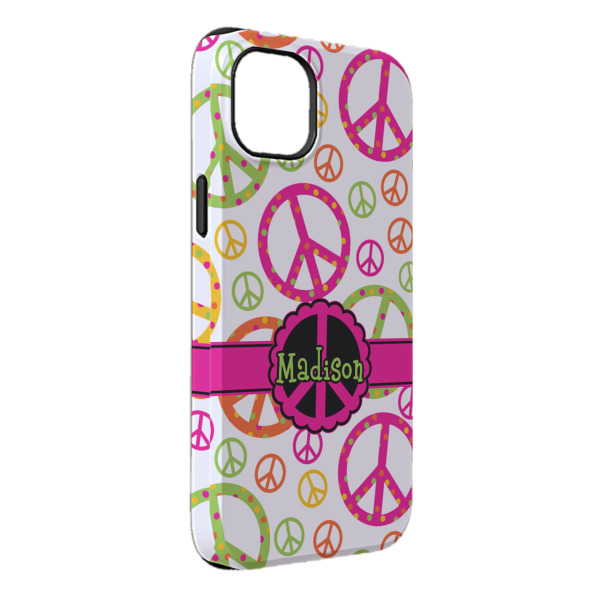 Custom Peace Sign iPhone Case - Rubber Lined - iPhone 14 Pro Max (Personalized)