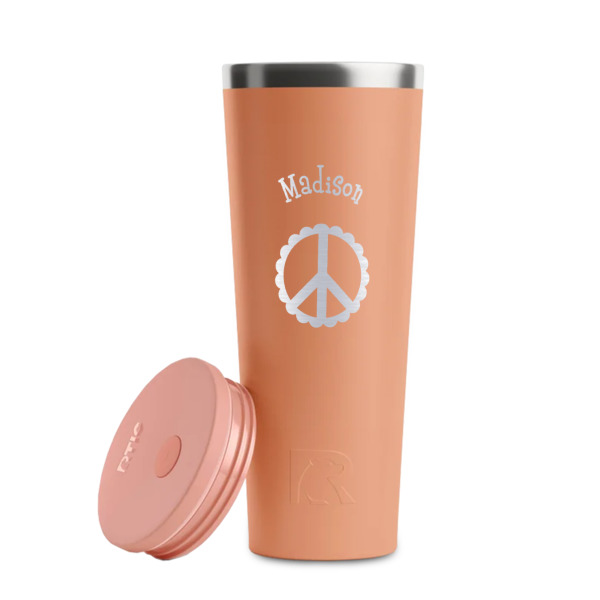 Custom Design - Peach RTIC Everyday Tumbler - 28 oz. - Lid Off