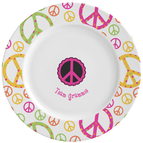 Custom Peace Sign Ceramic Dinner Plates (Set of 4)
