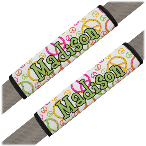 Custom Peace Sign Seat Belt Covers (Set of 2) (Personalized)