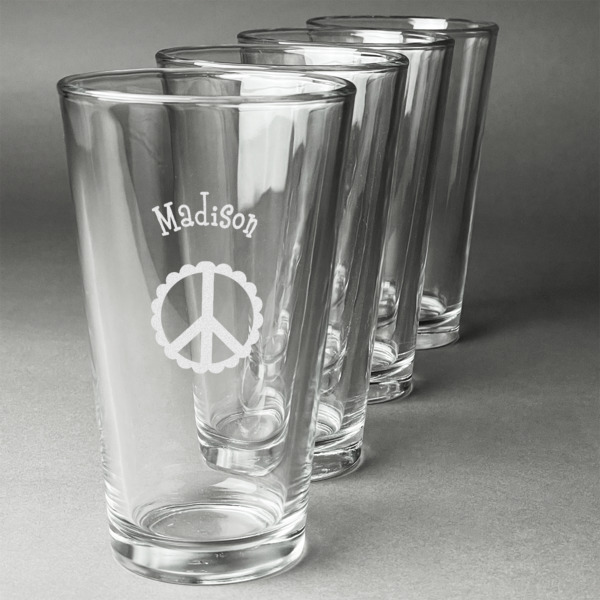 Custom Design - Set of Four Engraved Pint Glasses - Set View