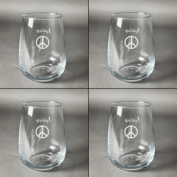 Custom Design - Set of Four Personalized Stemless Wineglasses (Approval)